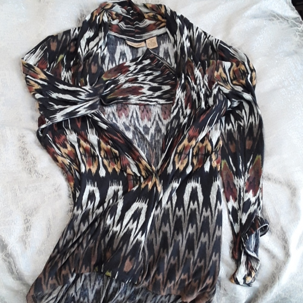 Wrangler Ikat print lightweight hi/lo Knit Cardi